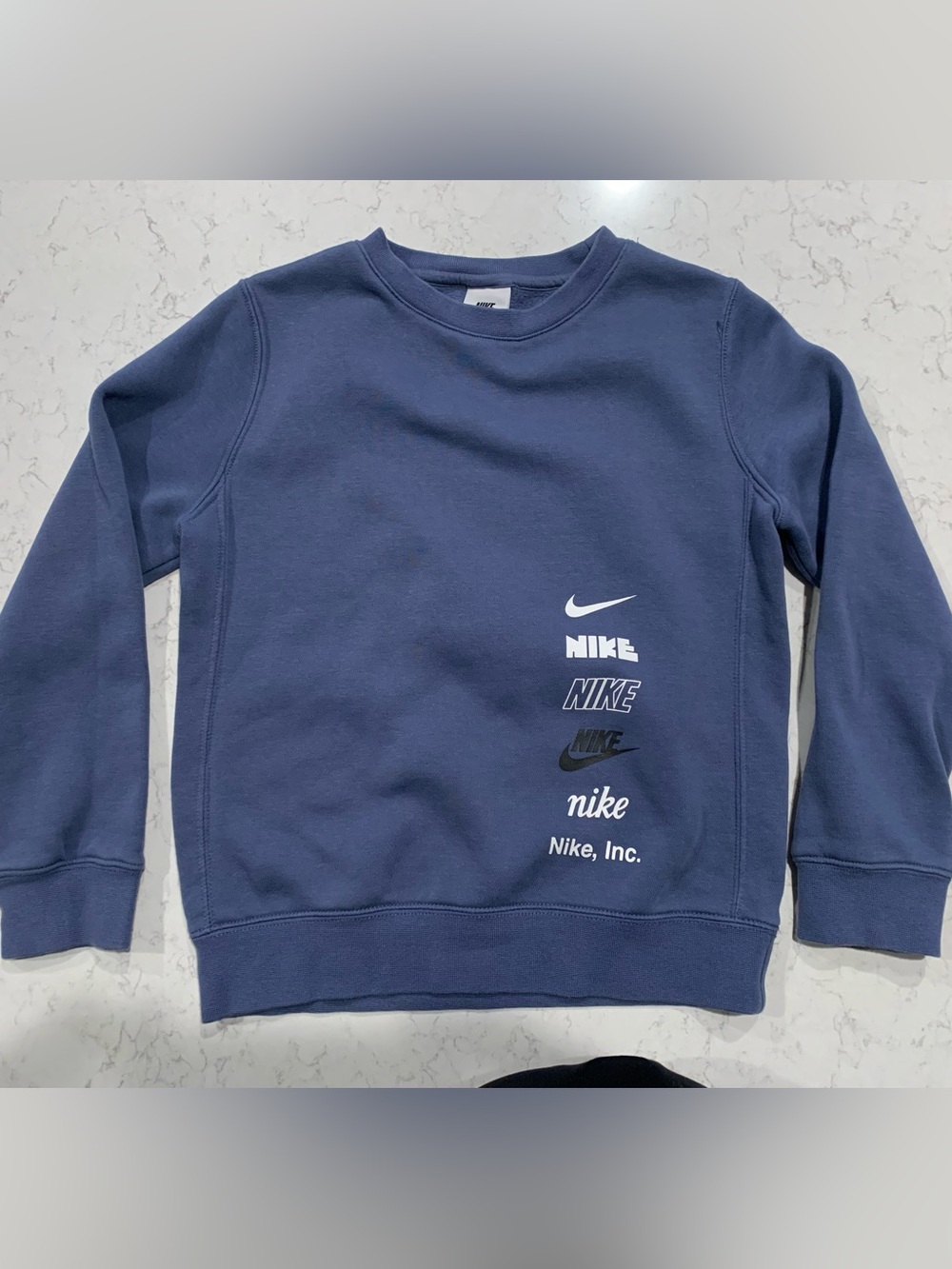 Nike Kid’s Crewneck Sweatshirt in Navy Blue with Logo Stack